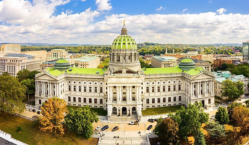 The Pennsylvania State Capitol building in Harrisburg.