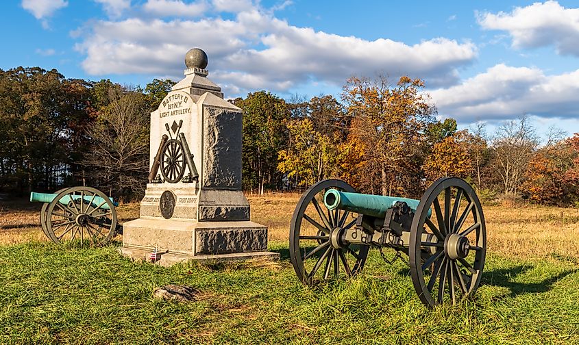 Gettysburg National Military Park on a sunny autumn day.