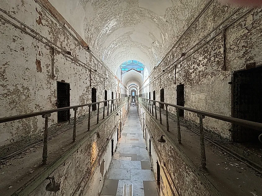 A prison cell at Eastern State Penitentiary in Philadelphia.