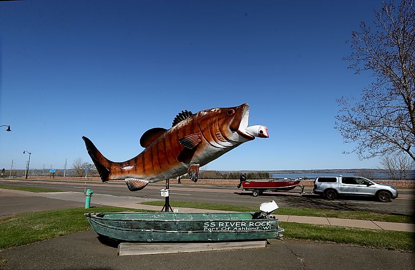A giant fish sculpture in Ashland, Wisconsin.