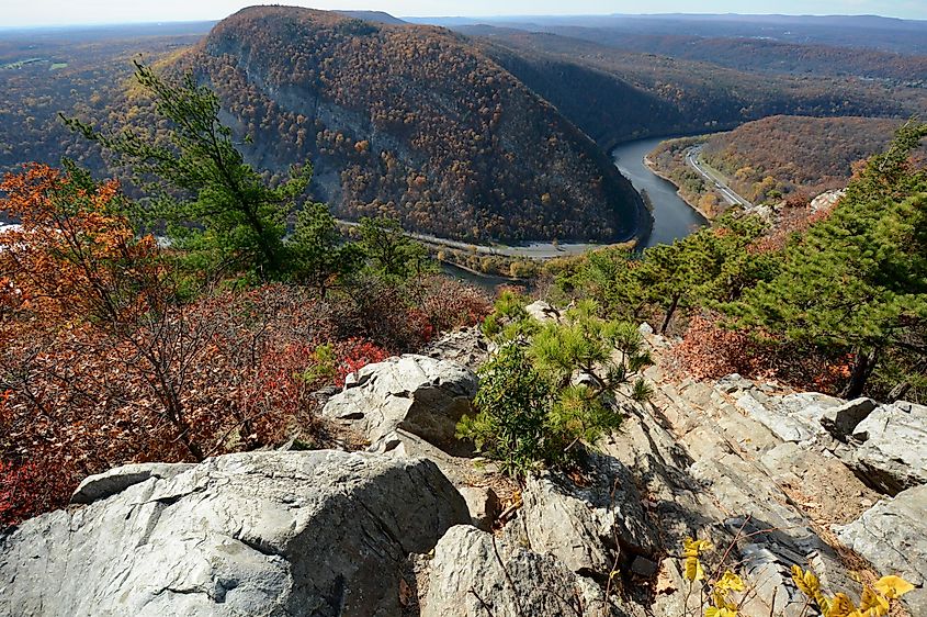 The Delaware Water Gap lookout in the Pocono Mountains, Pennsylvania.