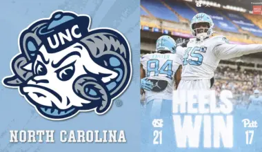 Game recap graphic for UNC’s 21-17 college football win over Pittsburgh
