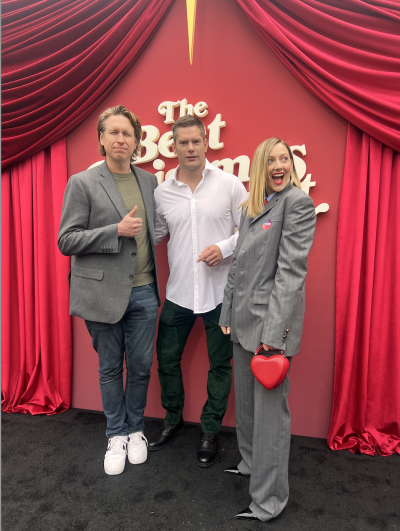 Pete Holmes, Dallas Jenkins and Judy Greer at the premiere of 