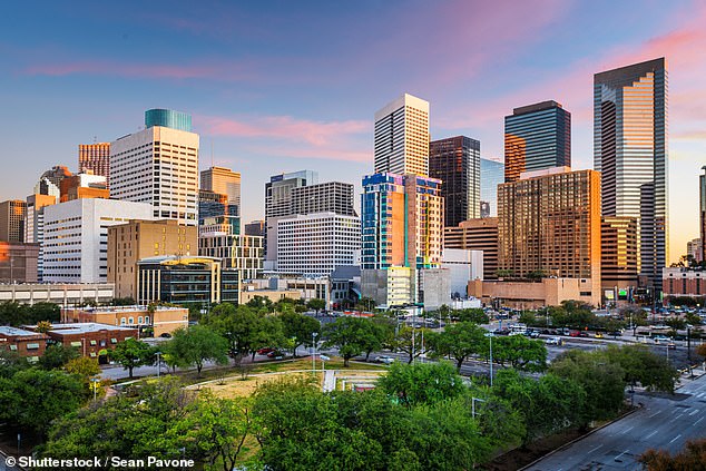 Home to 2.4 million people, Houston (pictured) is the fourth most populous city in America. With a high immigrant population, it is a blue stronghold within a deep red state