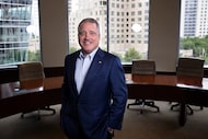 Texas Capital Bank chairman, president and CEO Rob Holmes poses for a portrait in the board...