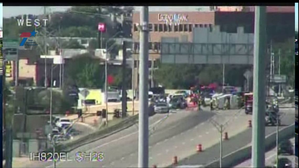 EB Loop 820 shut down near Holiday Lane in North Richland Hills due to overturned truck carrying gravel, officials say