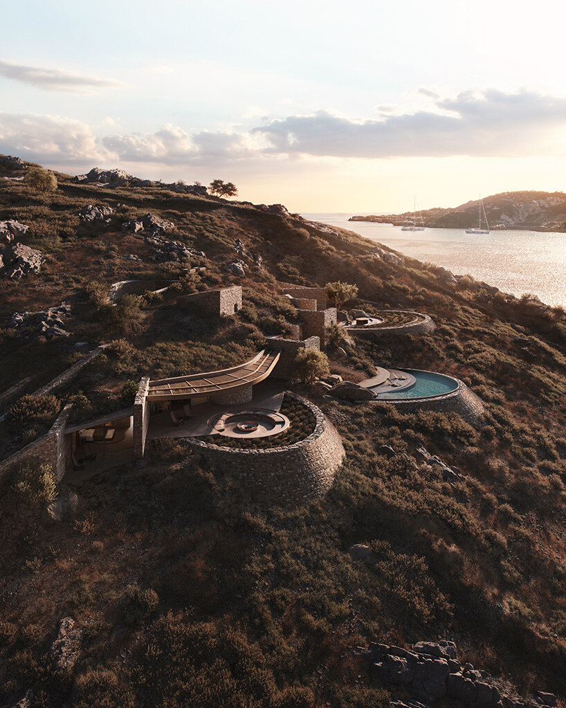 petal-like terraces open greek island residence by aristides dallas toward the aegean horizon