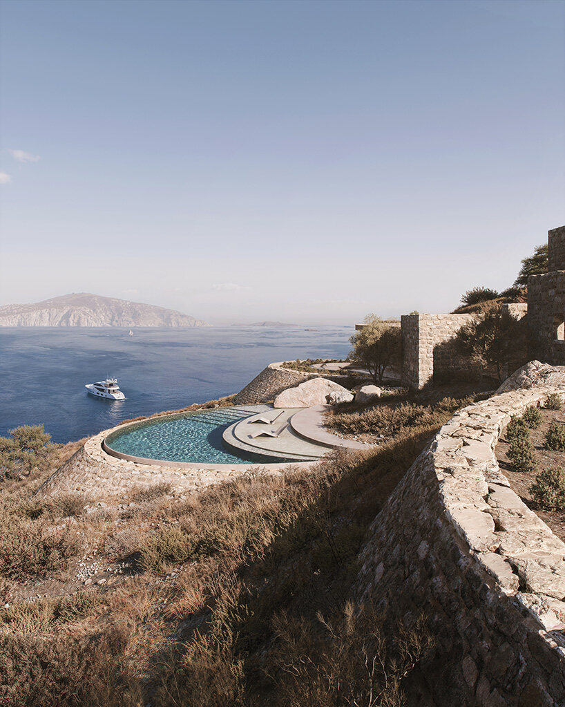 petal-like terraces open greek island residence by aristides dallas toward the aegean horizon