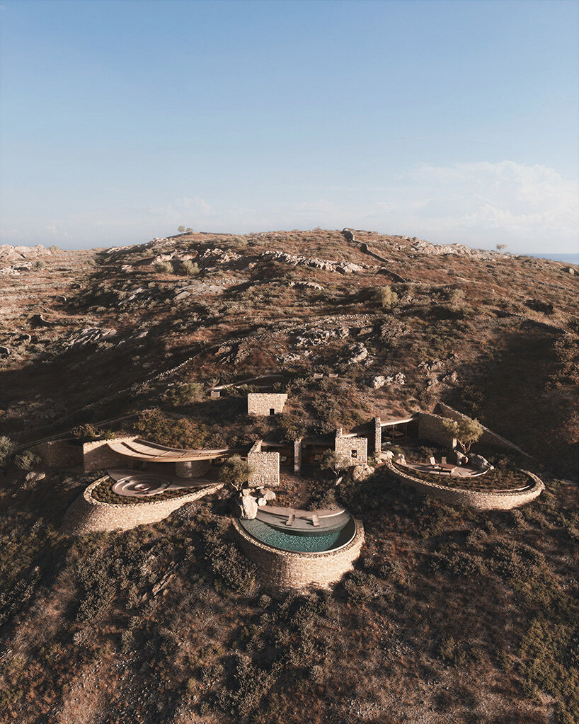 petal-like terraces open greek island residence by aristides dallas toward the aegean horizon