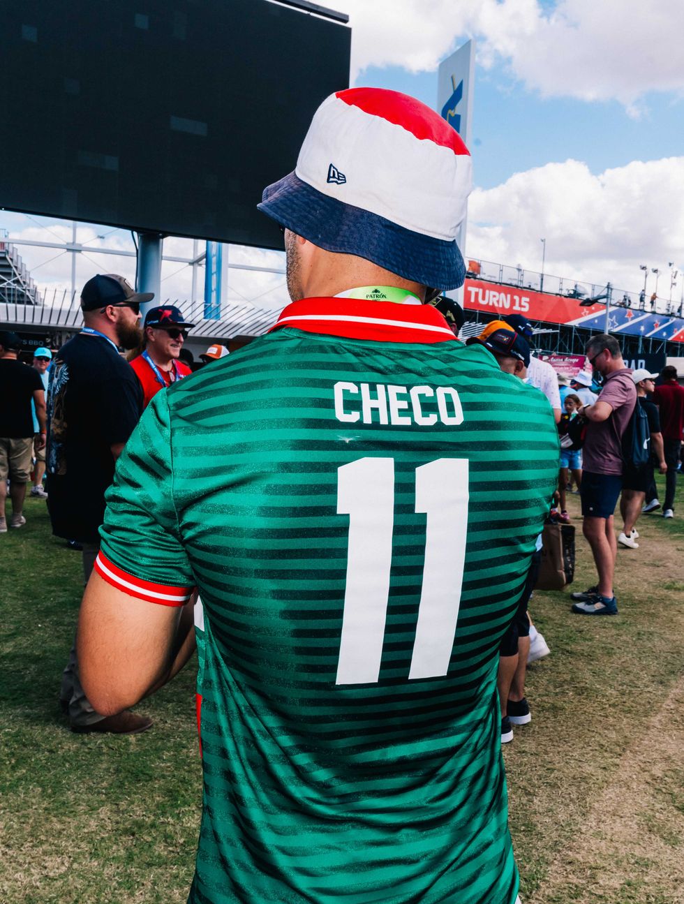 Sergio P\u00e9rez fan jersey. Formula 1 United States Grand Prix at Circuit of the Americas in Austin 2025