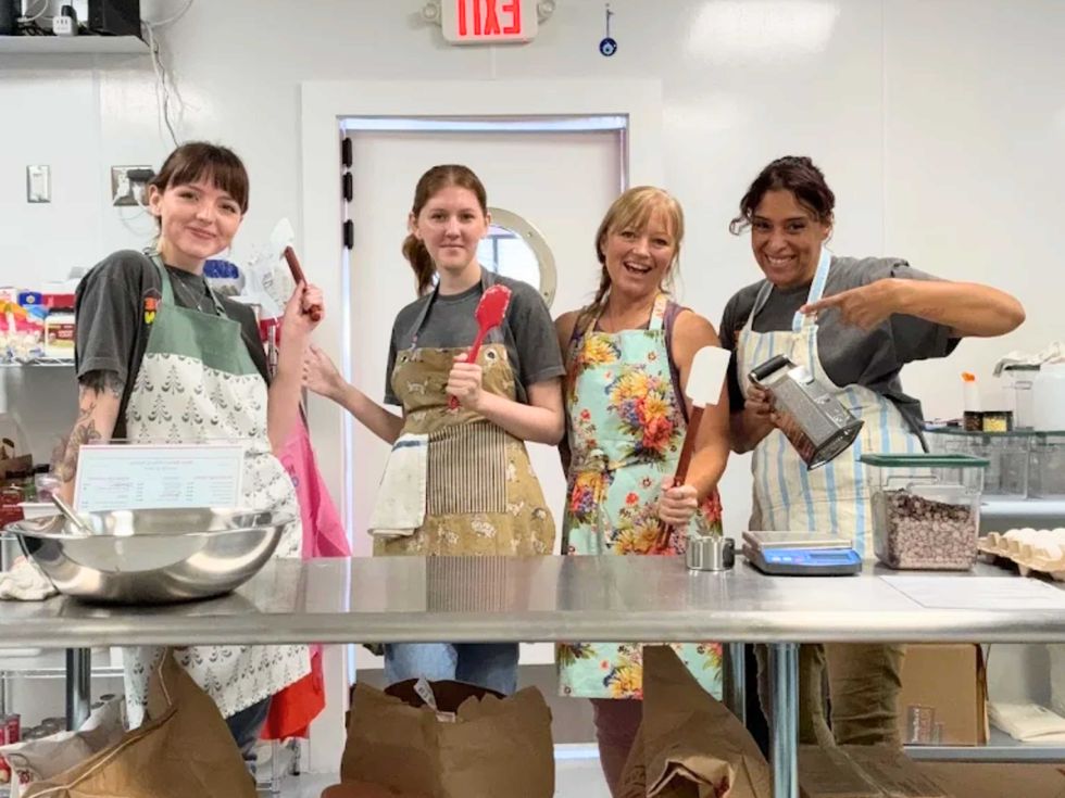 Neon Belly owner Kat Wainwright and bakers