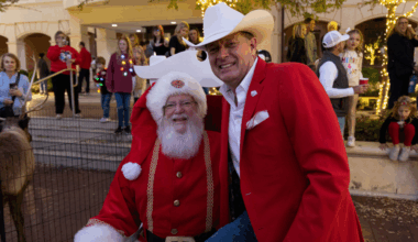 Holiday celebrations in Colleyville with Christmas tree lighting, ornaments, children’s choirs, festive streets, Santa, and community events.