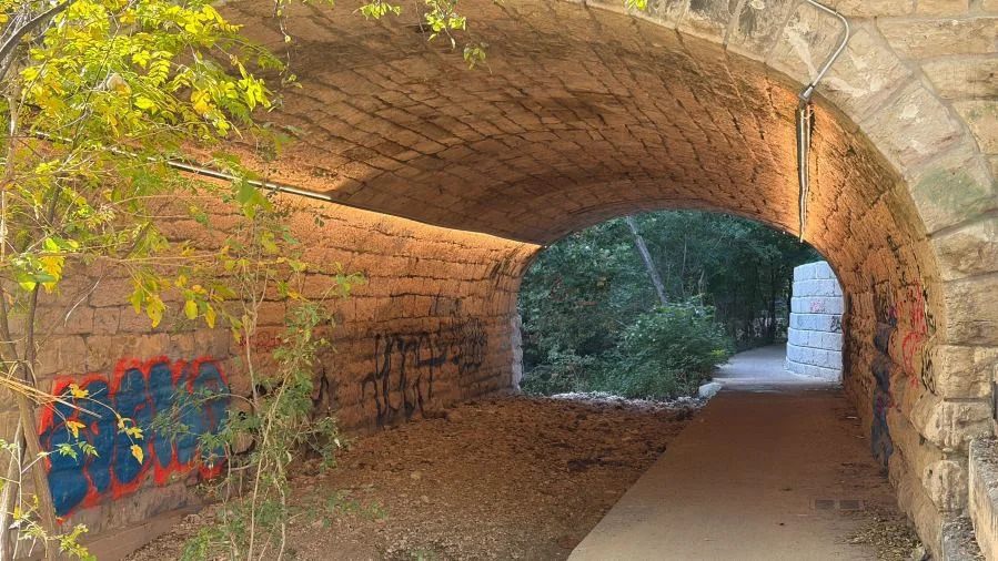 New lighting in the tunnel below the Shoal Creek bridge at W 6th St and West Avenue