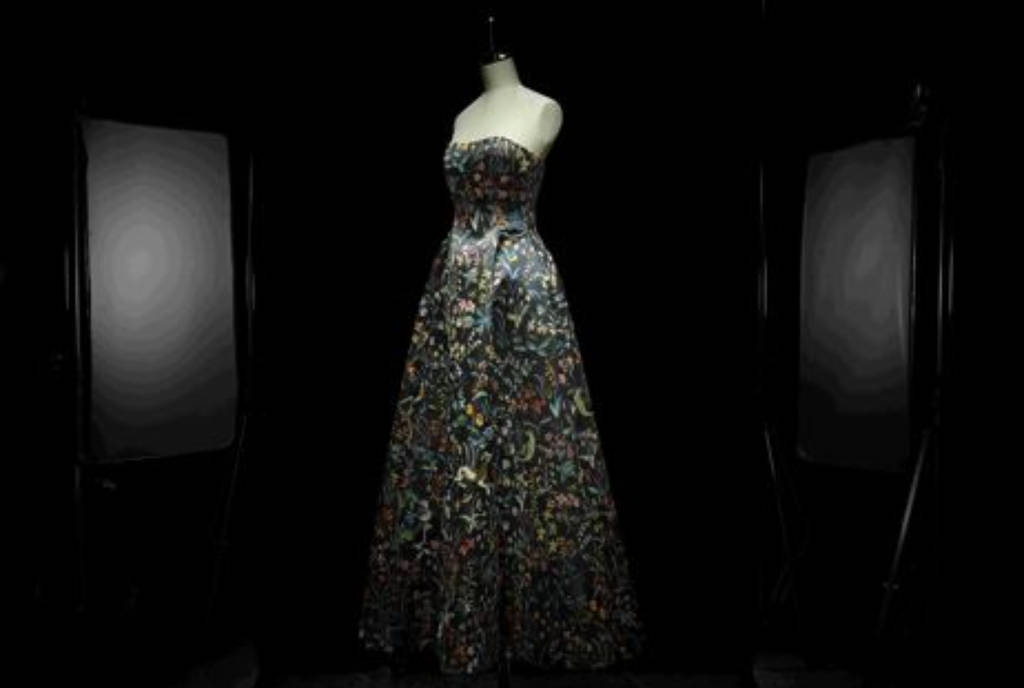 Image shows ristian Dior, designed by Maria Grazia Chiuri, Dress and Necklace, Haute Couture Fall/Winter 2018–19.