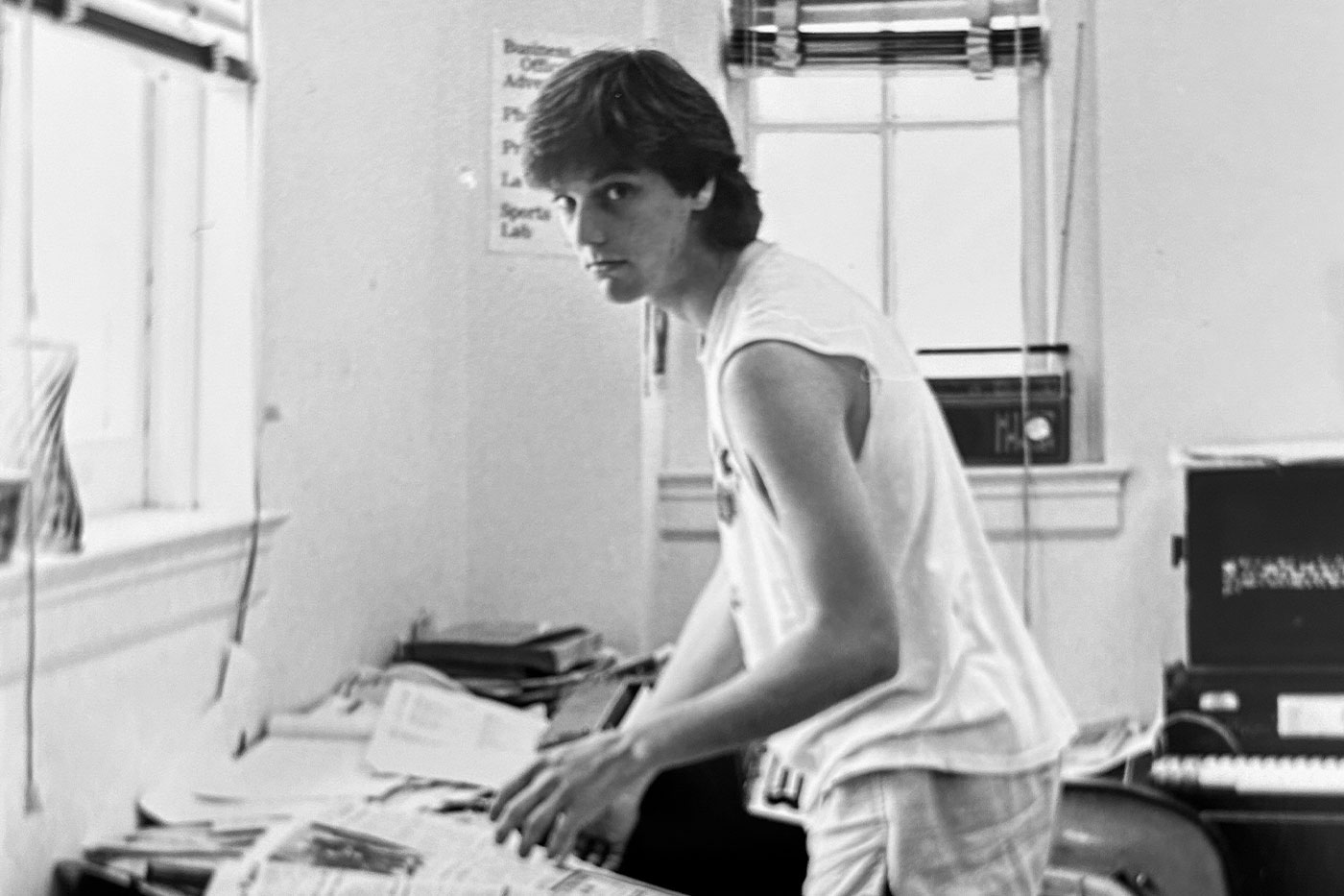 The University Daily newsroom snapshots.