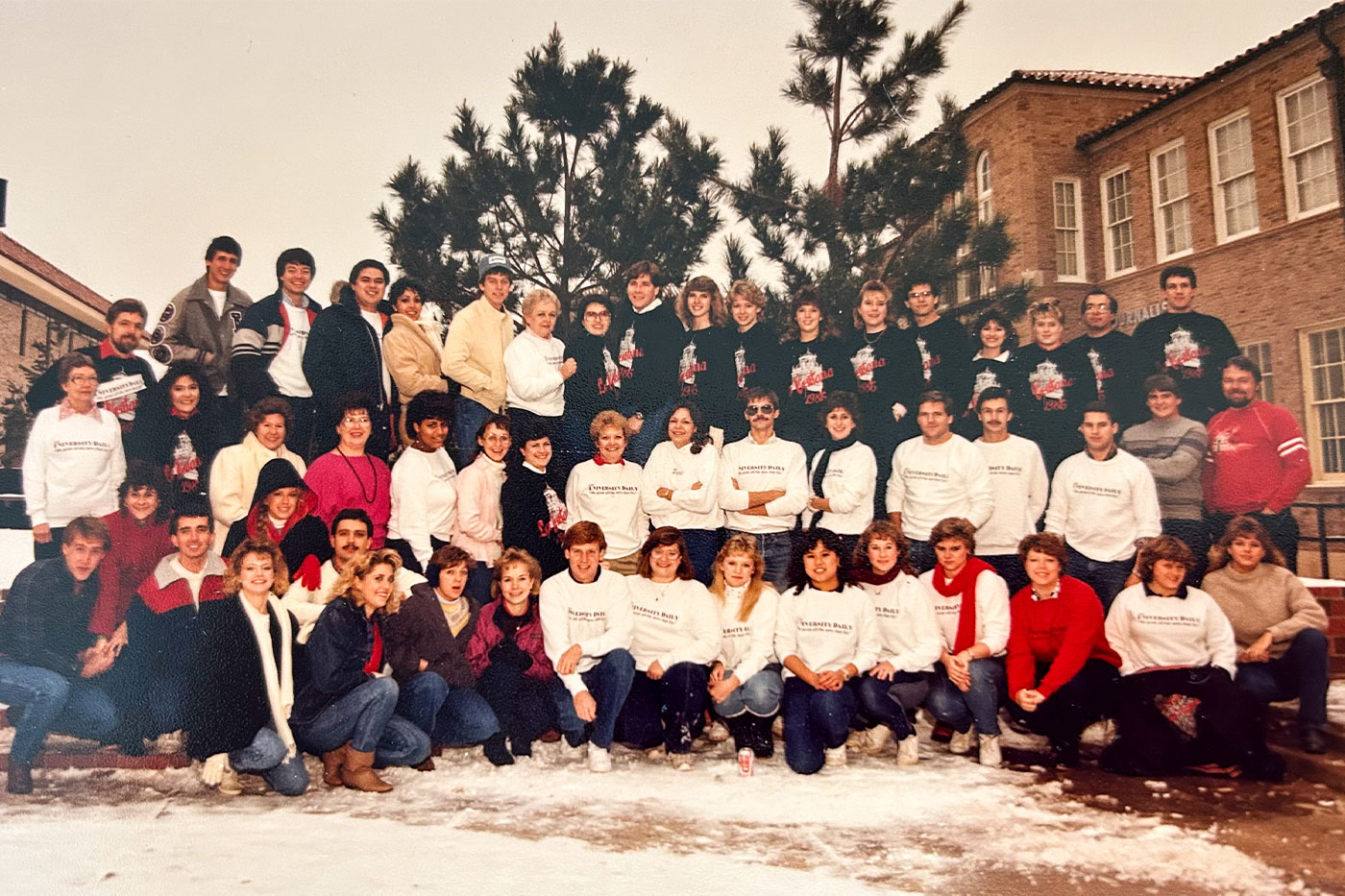 The University Daily and La Ventana yearbook staff circa 1985.  