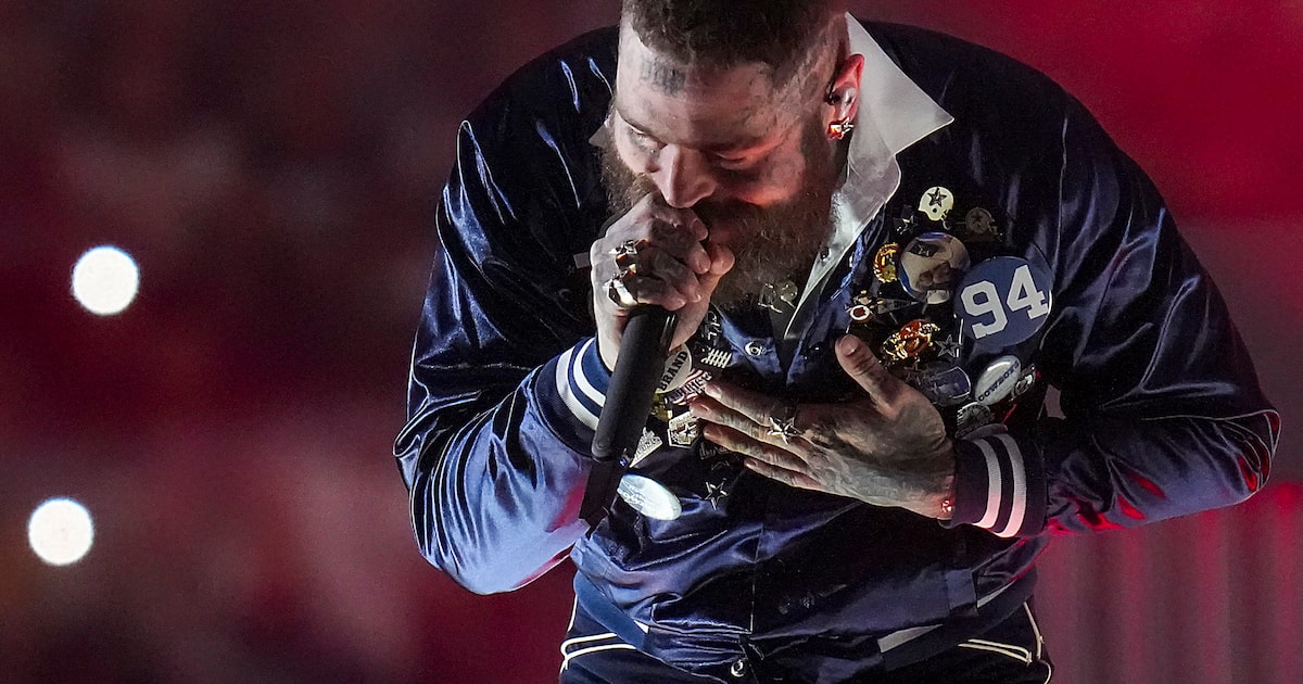 Grapevine’s Post Malone pays tribute to Marshawn Kneeland in Cowboys-Chiefs halftime show