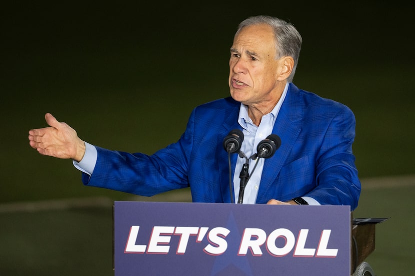 Gov. Greg Abbott announces his re-election campaign for Texas governor in Houston, Sunday,...