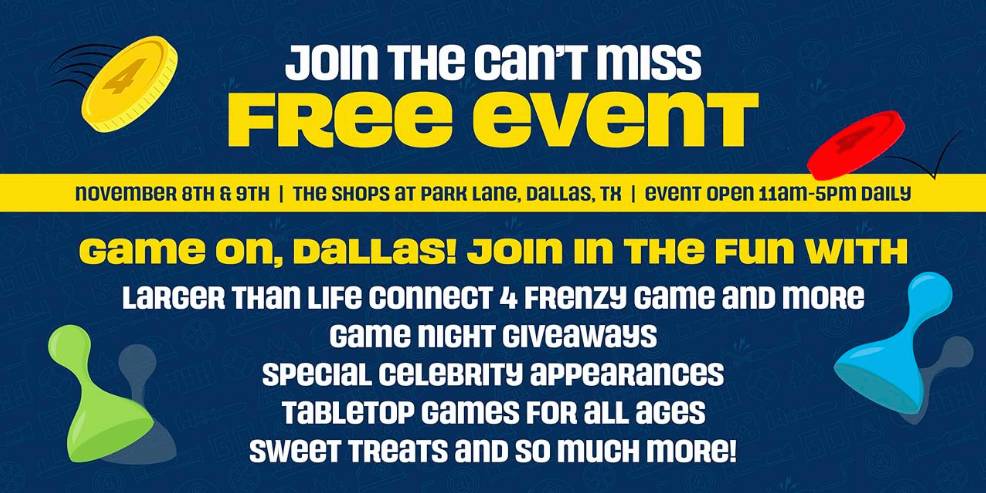 Graphic shows the details for the coming Hasbro Game Zone in Dallas launched in collaboration with Amazon.