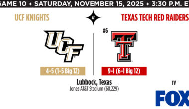 UCF Knights Travel to Lubbock to Take On No. 6 Texas Tech Red Raiders on FOX