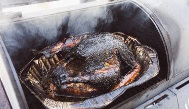 A burned chicken in a smoker.