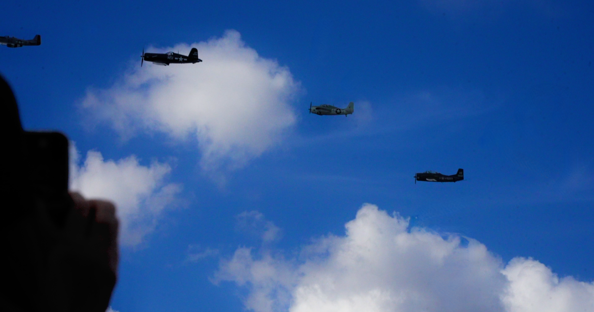 Historic warbirds soar over USS Lexington as South Texas event takes flight