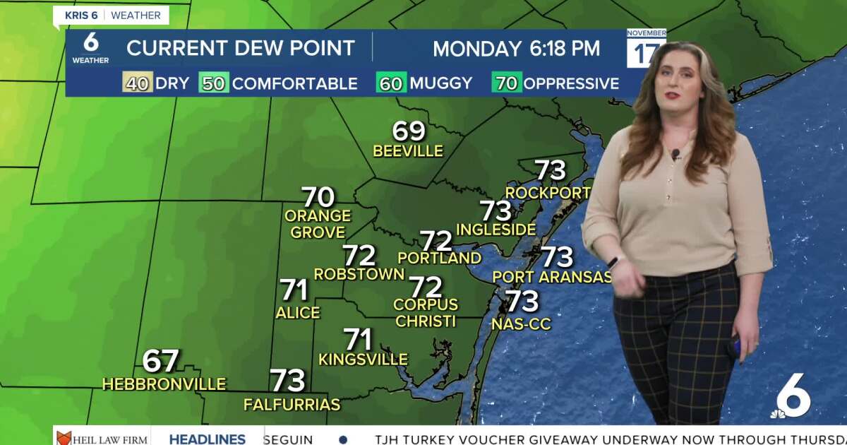 Another warm and muggy day before rain returns to the Coastal Bend