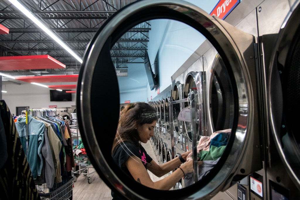 Isabella Marie Mapes works a night shift from 7 p.m. to 2 a.m. at Flamingo Wash N Fold. Mapes is a 22-year-old parent attending San Antonio College. “I'm so scared to fail, even when I’m running myself into the ground,” Mapes said.