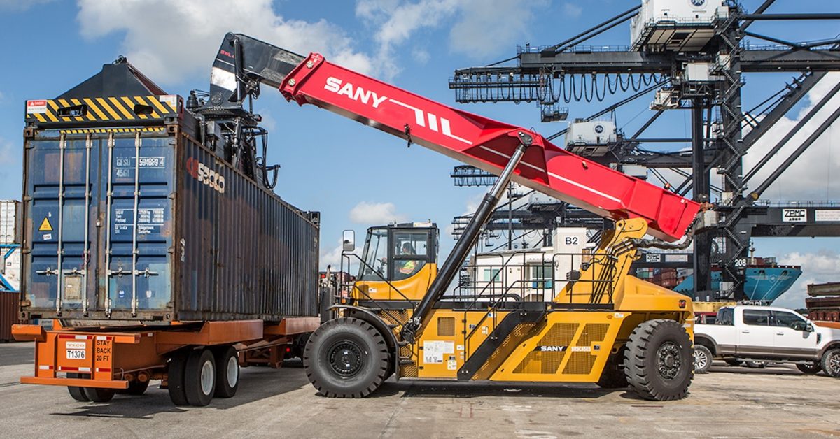 New electric SANY reach stacker gets to work at Houston Terminal