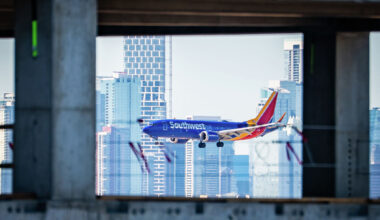 A Southwest Airlines plane lands at Austin-Bergstrom International Airport Sept. 22.