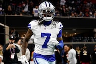 Dallas Cowboys cornerback Trevon Diggs (7) runs onto the field before a game against the...
