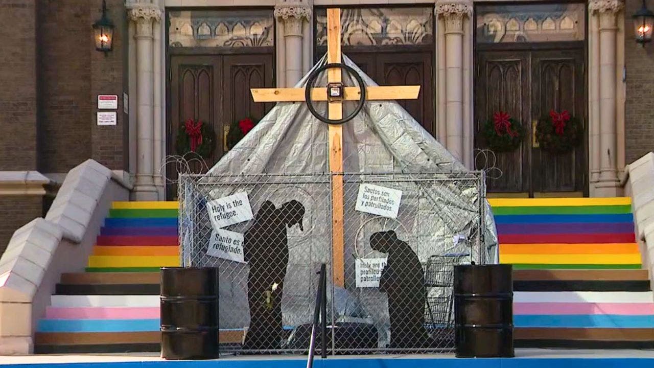Dallas church sparks debate with caged immigrant nativity scene display