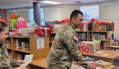Fort Sam Houston soldiers deliver gifts to elementary school students