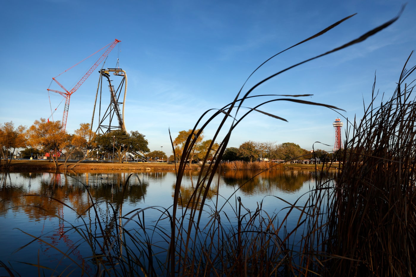 Construction crews fitted the crowning piece of the new Tormenta Rampaging Run roller...