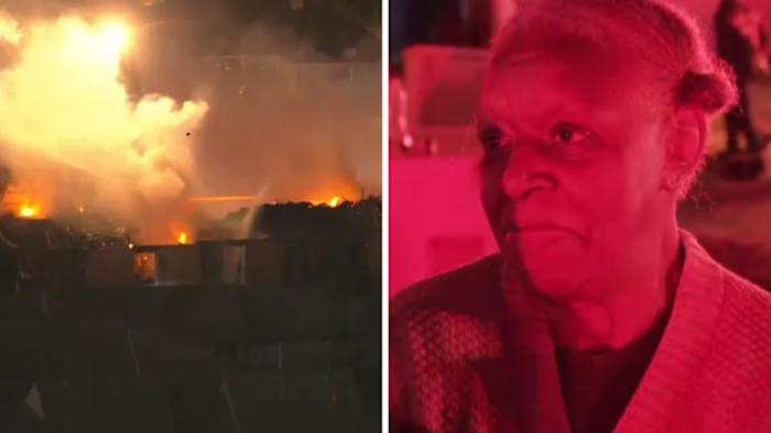 Woman says alarm woke her up as large fire ripped through SW Houston apartment complex