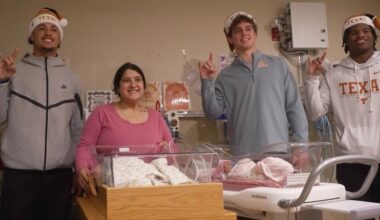 Texas football players make a surprise Austin hospital visit