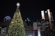 The Christmas tree during the Deck the Plaza event outside Dallas City Hall on Friday, Dec....