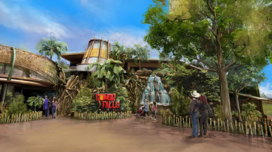 The San Antonio Zoo opened its new habitat for gorillas, Congo Falls, on Saturday, which features three distinct habitats, lush landscaping, dynamic water features, and enrichment zones. (San Antonio Zoo Rendering)