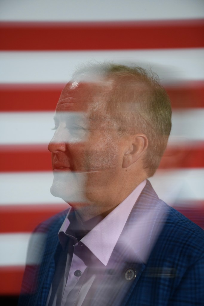 Conroe, Texas: Texas Attorney General Ken Paxton speaks with supporters after a campaign rally on October 29, 2025 in Conroe, Texas. Mark Felix/The Texas Tribune (Double exposure made in camera)