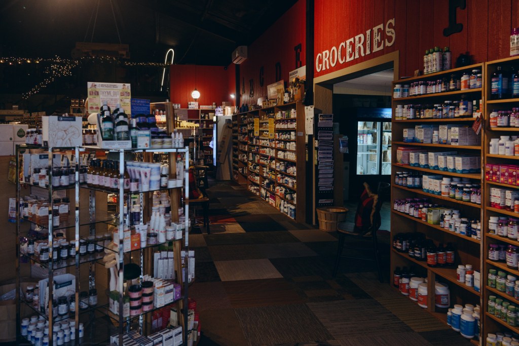 Health 2 U, a health food store frequented by the Mennonite community, offers a wide variety of natural supplements and other wellness supplies in Seminole on Nov. 30, 2025.