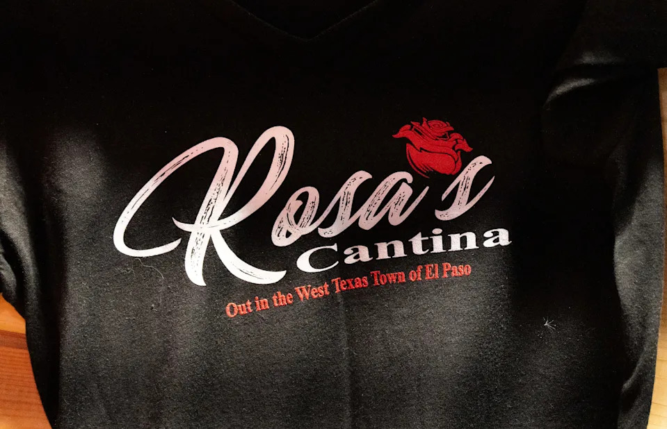 Merchandise at Rosa's Cantina in El Paso, Texas on July 3, 2025.