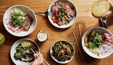 an array of food plates