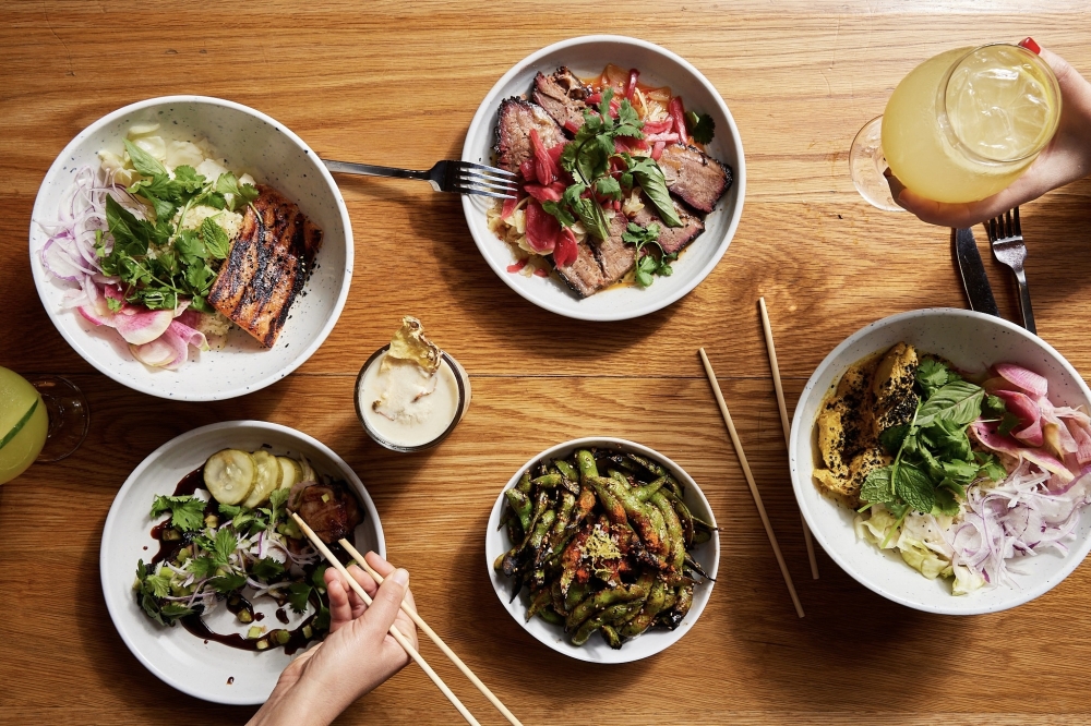 an array of food plates