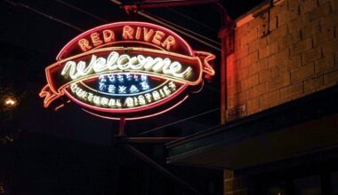 Neon sign for Red River District