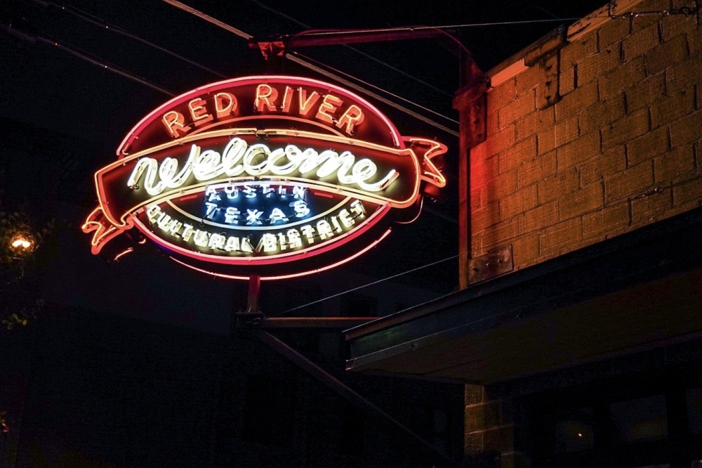 Neon sign for Red River District