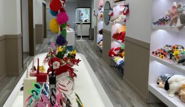 Interior of a store with photo accessories on display.