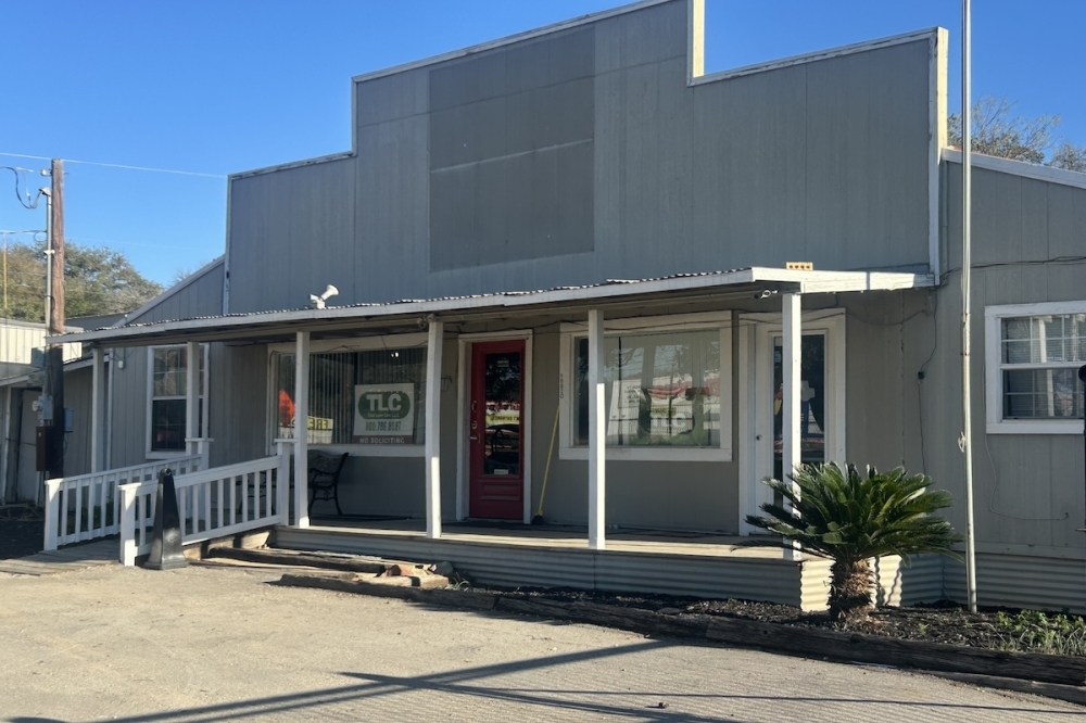 The exterior of a lawn care service's office is seen on a sunny day in San Antonio, Texas.