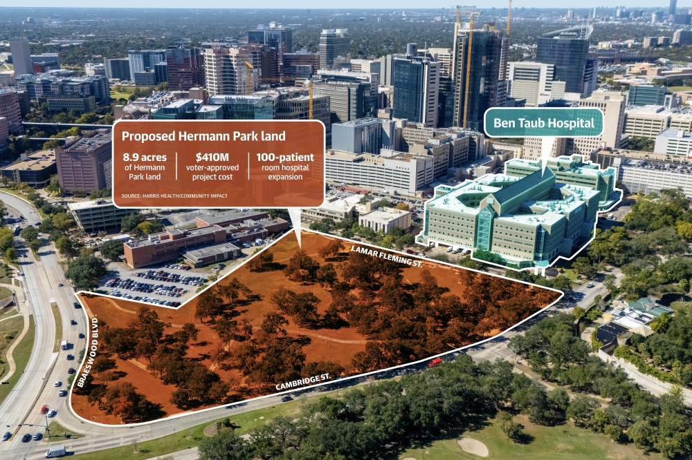 In September, the Harris Health board of trustees unanimously approved the acquisition of a portion of Hermann Park to expand Ben Taub Hospital in the Texas Medical Center. (Jamaal Ellis/Community Impact)