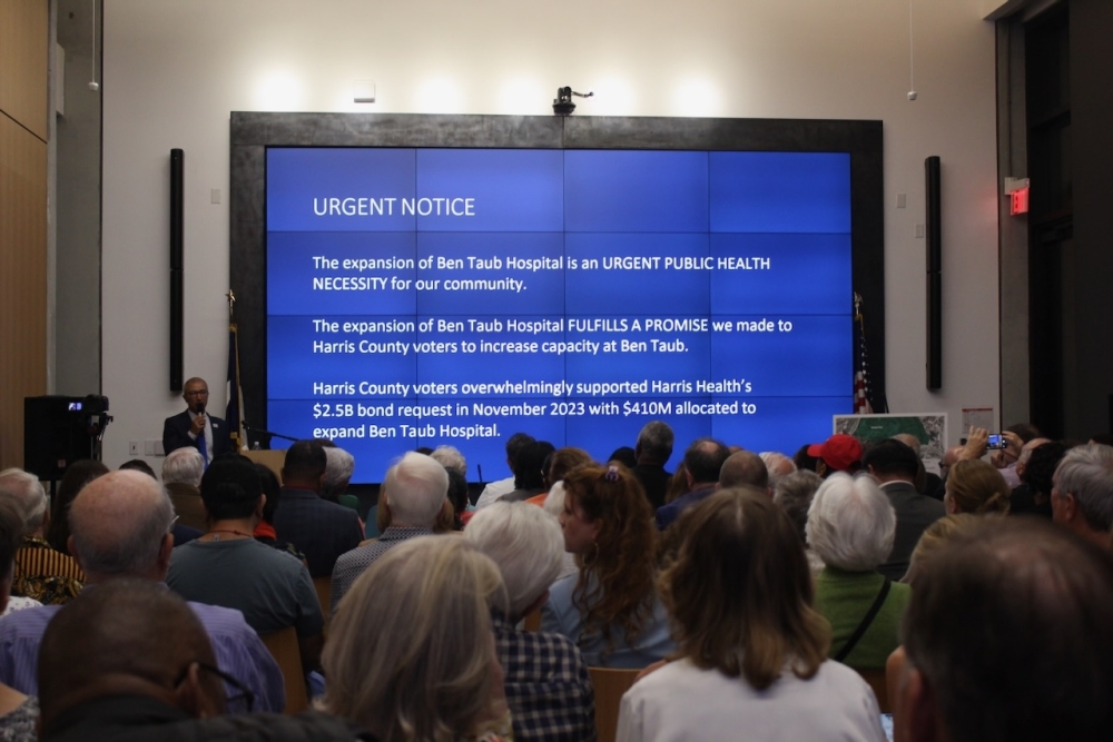 A photo of the public in a town hall