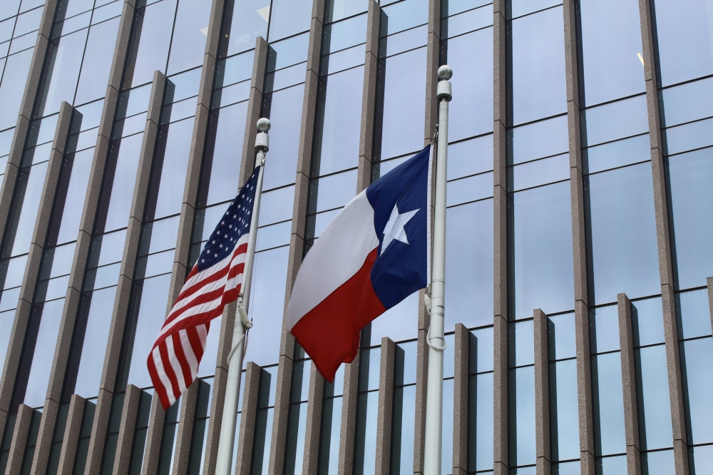 U.S. and Texas flags